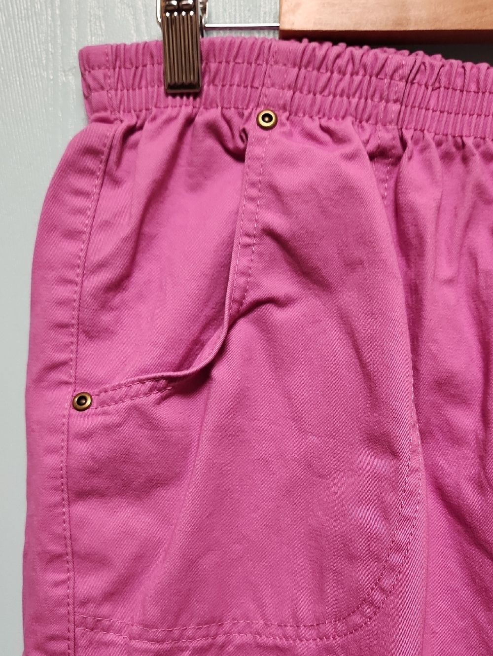 American Sweetheart - Bright Pink Fuchsia Elastic Waist Capri Pants 16P - Picture 5 of 7